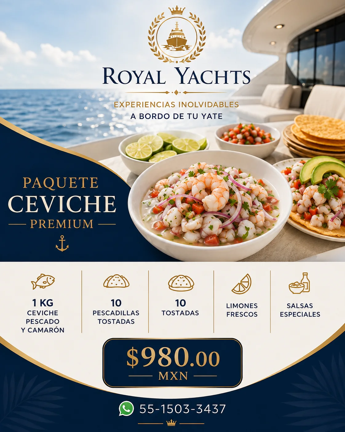 Paquete ceviche premium Royal Yachts